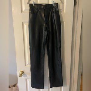 NWOT Abercrombie 90’s Straight Ultra High Rise Leather Pants, Size 4L